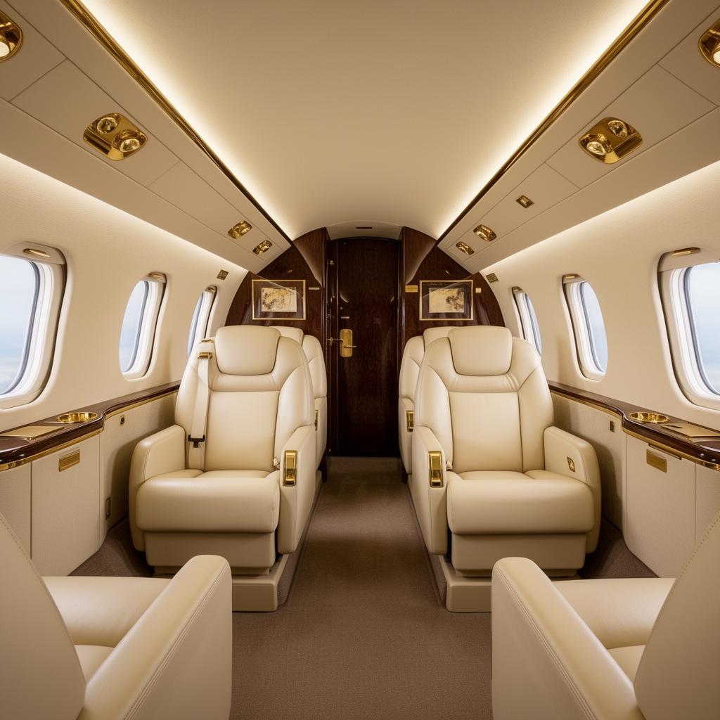 Private jet cabin interior